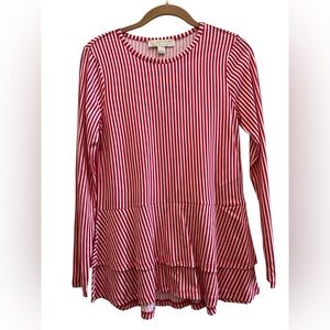 Michael Michael Kors Red & White Striped Peplum Top NWT XS Valentines Day